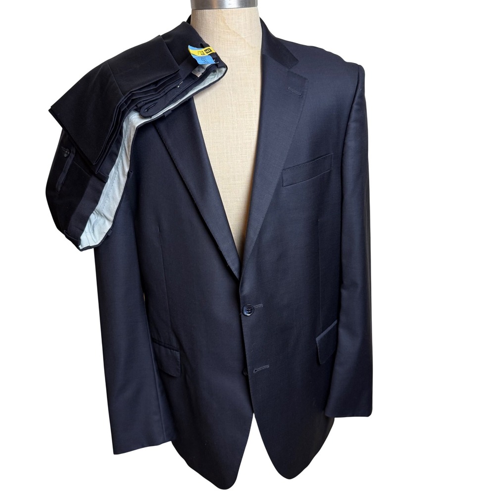 Peter Millar Mens 46T Suit Navy Blue Pure Virgin Wool 2 Button Blazer Trousers